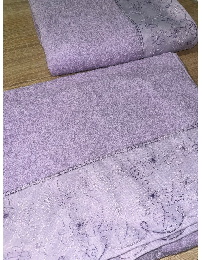 Dantela %100 Pamuk Lila renk El ve Yüz Havlusu